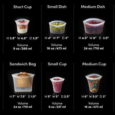 Silicone Reusable Food Storage Stand Up Bag Double Zipper