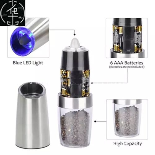 2pcs/set Electric Pepper Grinder Salt And Pepper Mills Spice