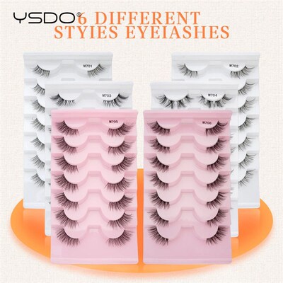 Half False Lashes 7 Pairs Half Faux Mink Eyelashes Soft Natu