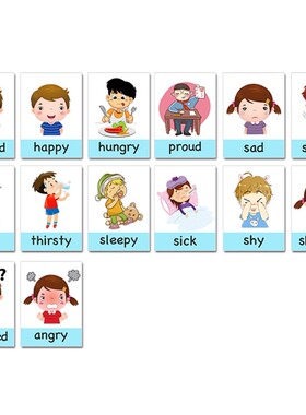 14pcs Montessori Baby Emotion Learning Card Cartoon English