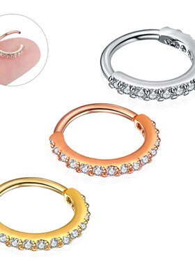 nose ring rings 个性欧美带钻 nosering 鼻环无洞鼻钉小钻超闪