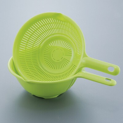 plastic long handle rice colander strainer filter green