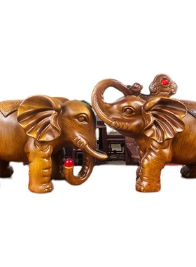 大象摆饰一对招财如意小象家里酒柜装饰客厅玄关电视柜摆设工艺礼