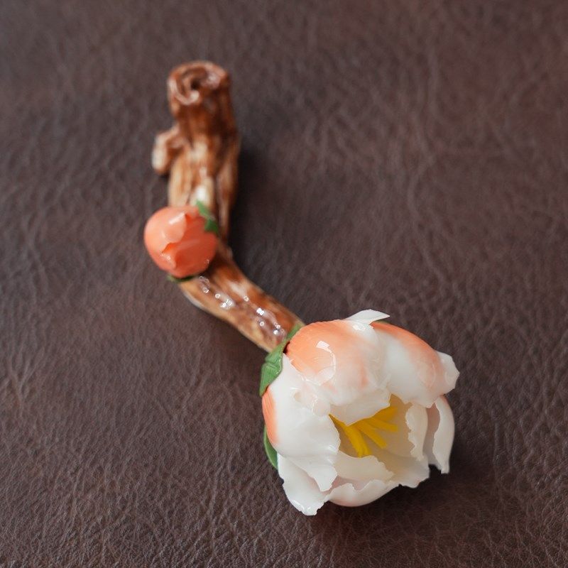 东方泥土手工捏花陶瓷牡丹笔架香插创意个性茶道茶桌书房桌面摆件,家居饰品,桌面摆件,淘宝优惠券,粉丝福利购,淘宝优惠卷