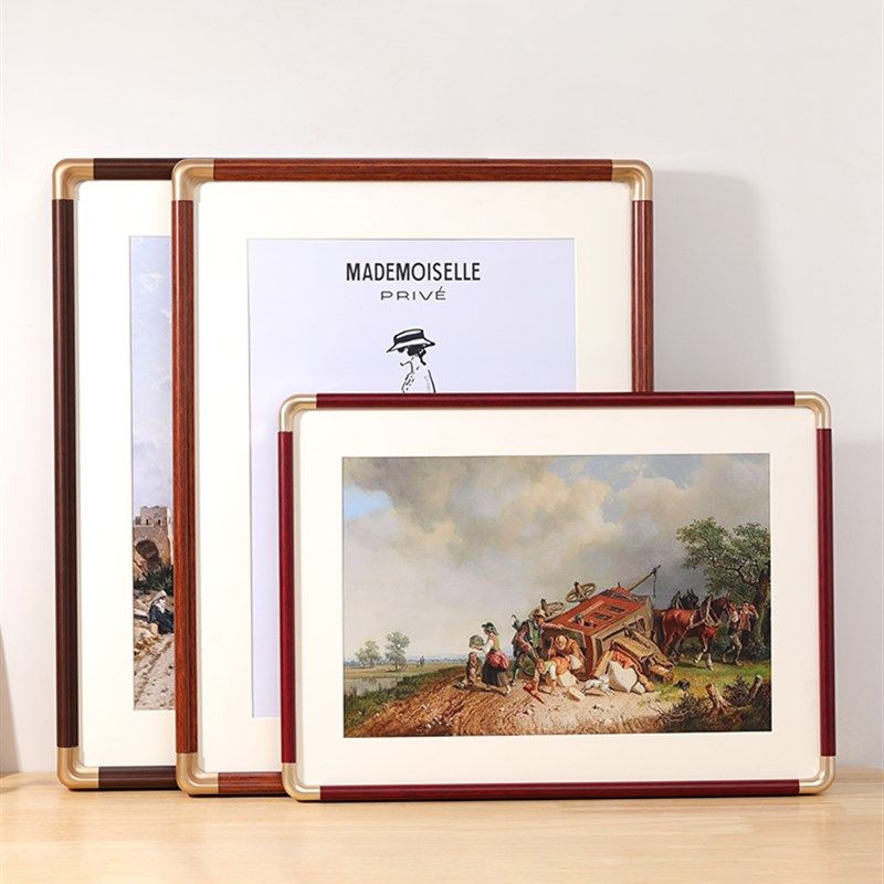 中式仿铜角实木大相框照片打印加挂墙高级感摆台画框定制任意尺寸,家居饰品,相框/画框,淘宝优惠券,粉丝福利购,淘宝优惠卷