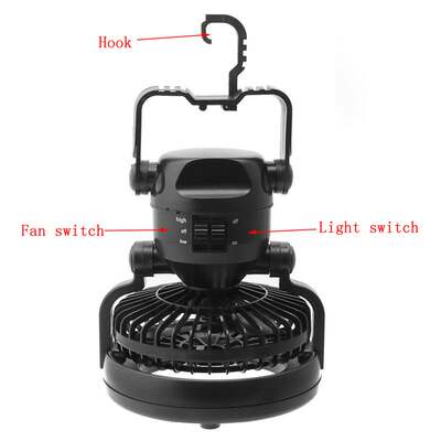 Portable 2 In 1 Camping Ceiling Fan Light Hanging Tent Lamp