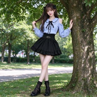 小个子日系jk蓬蓬连衣裙套装少女萝莉风穿搭甜美可爱洛丽塔蛋糕裙