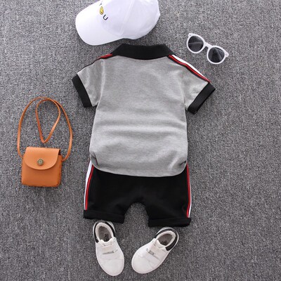 Boys Twopiece Collared Short Sleeve Set for Toddlers Summer