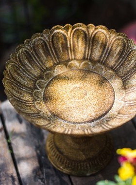 掬涵 铁艺烛台鸟食盆复古高脚花器花盆花园庭院装饰杂货ZKK