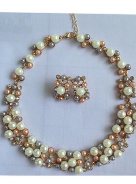pearl necklaces set earrings jewelry women 珍珠潮女项链饰品