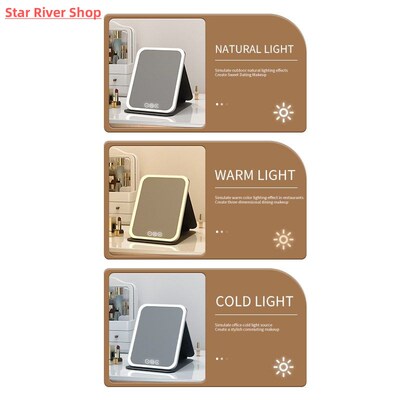 LED Dimmable Makeup Mirror 3 Colors Light Modes Adjust Brigh