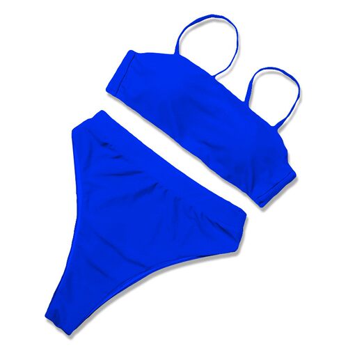 Bikini Bathing Suit with solid high waist classic European a