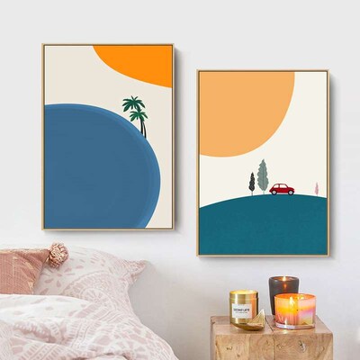 Nordic Simple Cartoon Mural Animal Geometric Color Block Abs