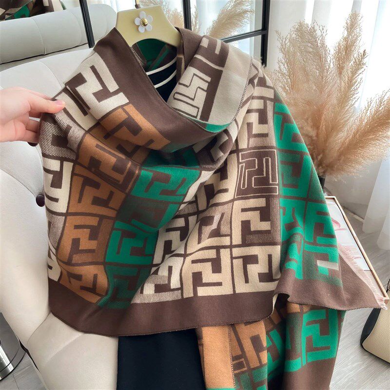 2024 Elegant Ladies Pashmina Autumn & Winter Thick Warmth D