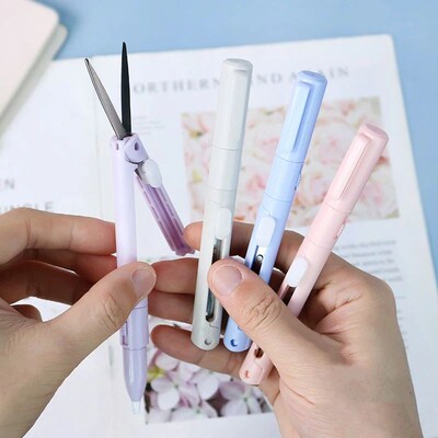 Mini Color Folding Scissor Pen Cutter Portable Size Safe Cer