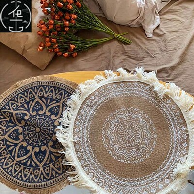 Round Lace Table Placemat Non-slip圆形美式黄麻餐垫杯垫隔热垫