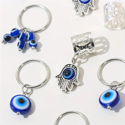 16pcs Evil Eye Design Alloy Hair Braids Ring - Dreadlock Hai