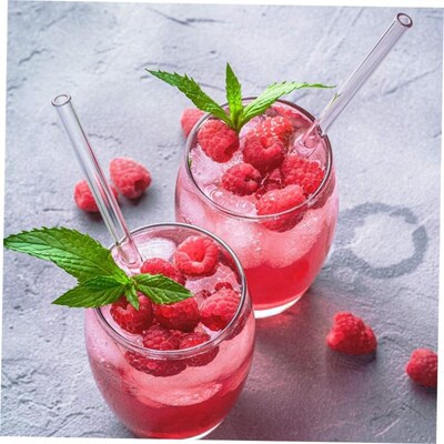 20cm Glass Smoothie Straw, Reusable Clear Drinking Straws fo