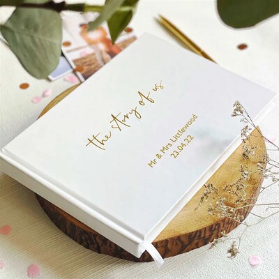 Personalised Wedding White Guest Book Custom Elegant Mr and