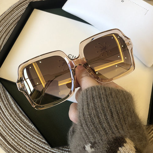 Vintage Oversize Square Sunglasses Women Luxury Brand Big Fr