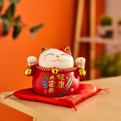 Room Accessories Ceramic Maneki Neko Piggy Bank Japanese Luc