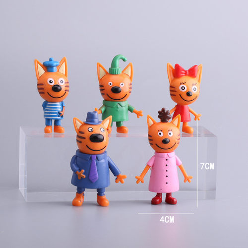 5Pcs 6-8CM Three Little Kittens Action Figure Toys Russian C