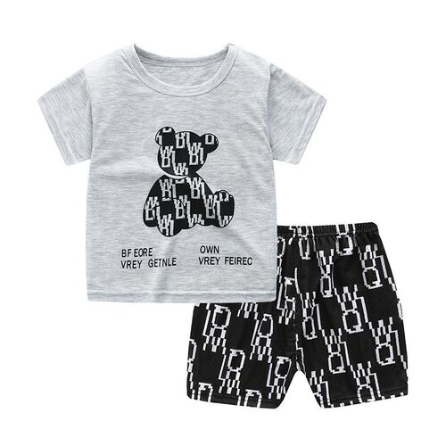 2pcs/set Fashion Boys Cartoon Black Bear Kids Suit Infantil