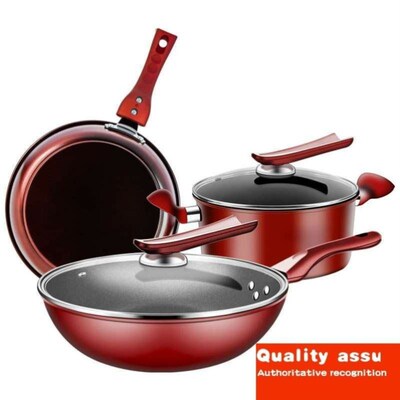-  cooking nonstick fry pan soup pot wok 3 set