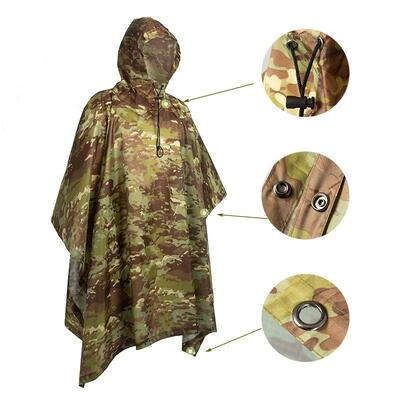 Man Military Impermeable Zipper Camo Raincoat Waterproof Rai