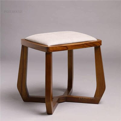 4 Styles Minimalist Modern Stool Chinese Solid Wood