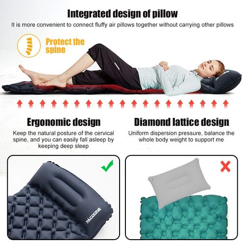 Outdoor Camping Inflatable Mattress Sleeping Pad With Pillow