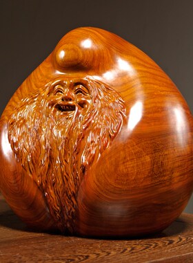 花梨木雕寿桃摆件实木老寿星家居寓意装饰工艺礼品摆饰贺寿祝寿生