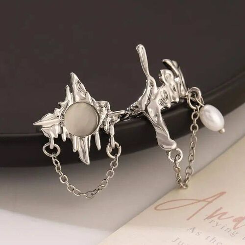 Punk Irregular Pleated Opal Open Rings for Women Men