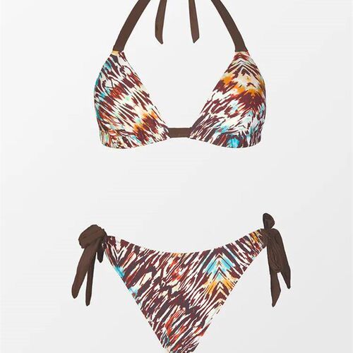 SEASELFIE Halter Triangle Low Waist Bikini Sets Swimsuit For
