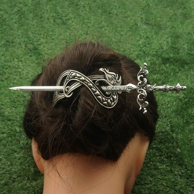 Retro Viking Celtic Dragon Hairpin Sword Hair  For Women Jew