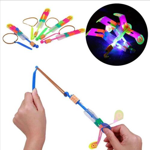 5Pcs Outdoor Shining Rocket Flash LED Elastic Helicopter Rot