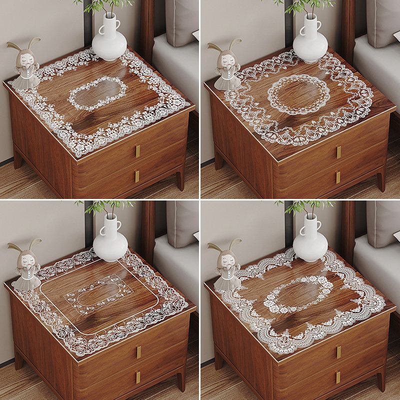 蕾丝床头柜防尘罩盖布 pvc软玻璃桌垫防油防水免洗水晶板桌布,居家布艺,床头柜盖布,淘宝优惠券,粉丝福利购,淘宝优惠卷