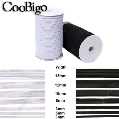 10yards Black / White Sewing Elastic Band Webbing Spandex 3m