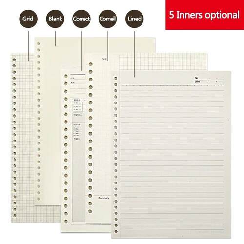 60 Sheets Loose Leaf Binder Notebook A5 B5 A4 Refillable Pag