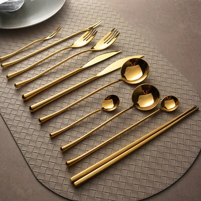 Stainless steel golden Western tableware dessert fork spoon