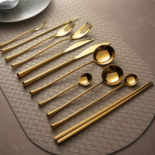Stainless steel golden Western tableware dessert fork spoon