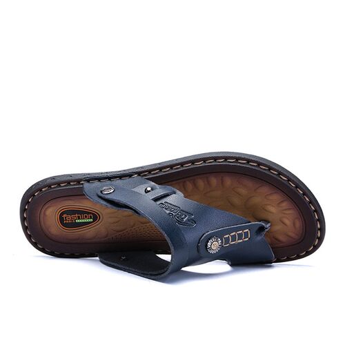 Flip Flops On The Beach, Large Size Mens Leather Pulley