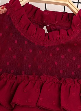 Girls Spring And Autumn Suit Solid Color Long Sleeve Lace H