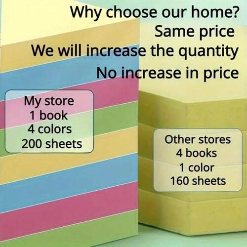 600 Sheets of Mixed Color Horizontal Sticky Notes with Self-