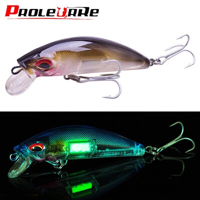 1Pcs 3D Eyes Luminous Minnow Fishing Lures 7cm 11.5g Jig Sin