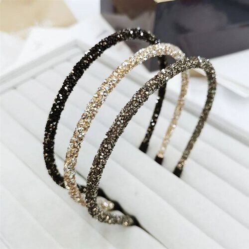 Fashion Korea Crystal Soft Headband for Women Rhinestone Hai