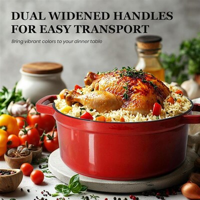 Cast Iron Dutch Oven Pot Bread Baking Casserole Cookware