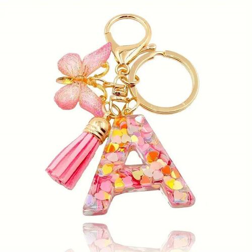 Fashion DIY A-Z Letters keychain Metal Holder Pendent Key Ch