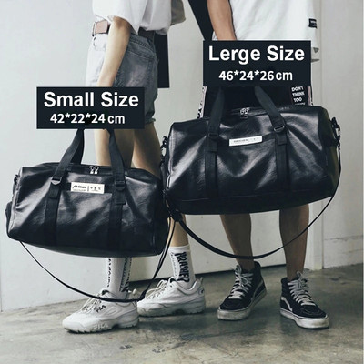 Gym Bag Leather Women Fitness Shoe Compartment Men Duffle Sh