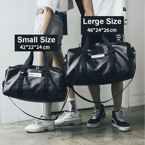 Gym Bag Leather Women Fitness Shoe Compartment Men Duffle Sh